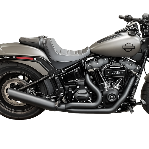 D&D 639Z-31F Black Low Cat 2-into-1 exhaust installed on Harley-Davidson M8 Softail