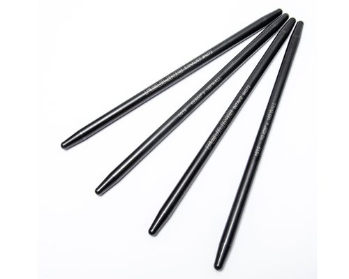 Black one-piece performance pushrods engineered for high-lift Harley-Davidson valve train applications