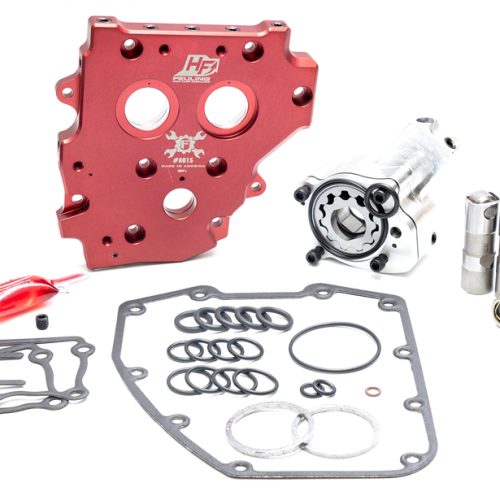 Feuling HP+ oiling system with precision-machined oil pump and cam plate designed to improve oil flow and pressure in Harley-Davidson® engines