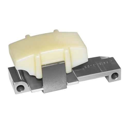 Hayden Twin Cam primary chain tensioner with polymer shoe and machined aluminum base for Harley-Davidson Twin Cam engines