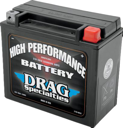 Drag Specialties high performance AGM motorcycle battery for Harley and Buell motorcycles