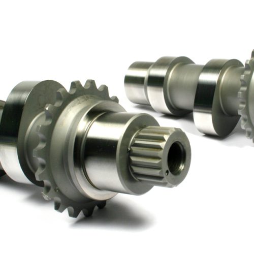 Feuling Reaper 525 camshaft set shown in machined steel, designed for gear- or chain-driven Twin Cam Harley-Davidson engines from 2007–2017