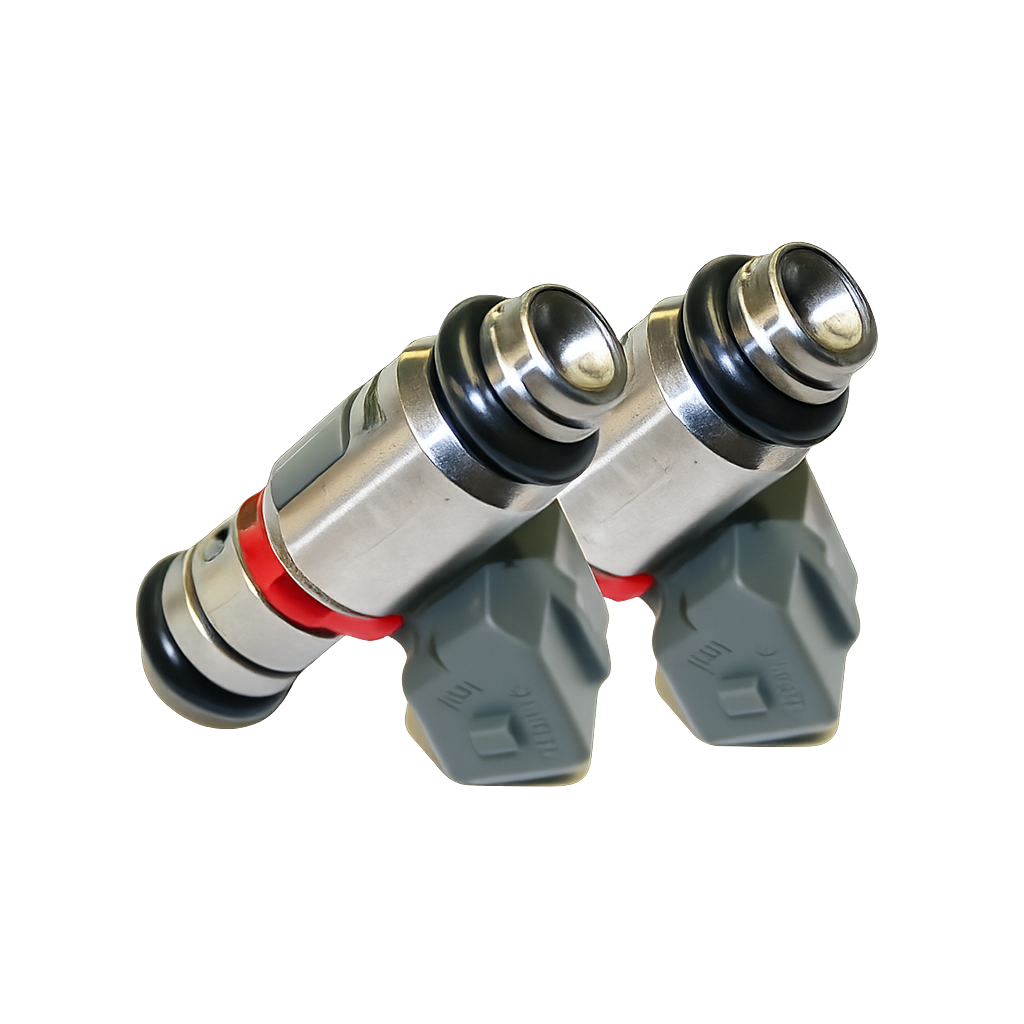 Feuling 9945 pair of 5.3 g/s high-flow fuel injectors for Harley-Davidson motorcycles on transparent background