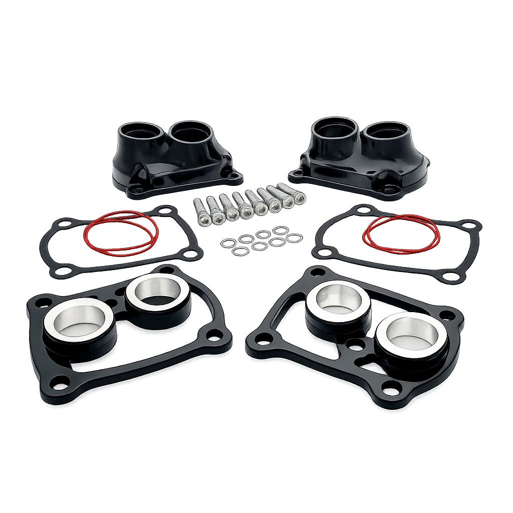 OF Performance Tap-It-Right M8 tappet cover kit with anti-rotation plates, spacers, gaskets, O-rings, and mounting hardware