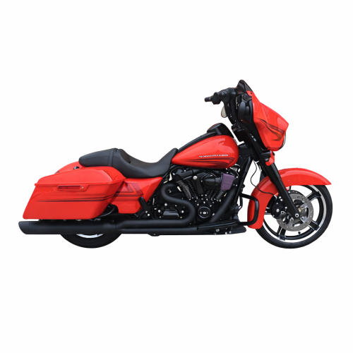 D&D 2-into-1 black billet cat exhaust installed on 2023-2024 Harley Touring CVO Milwaukee-Eight motorcycle