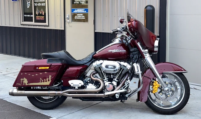 Bernings full touring exhaust system installed on Harley touring motorcycle